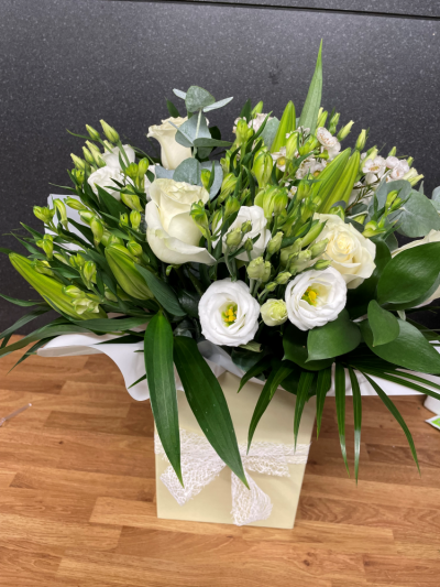 Timeless Beauty - Indulge in the serene elegance of 'Timeless Beauty' from R C Ferguson Florist. This exquisite blend of lush greens and pristine whites creates a graceful gift, perfect for any occasion in Dunfermline. Deliver a moment of pure enchantment.