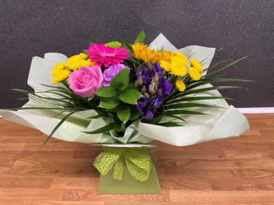 Colour Carnival - Bursting with vivid pinks, yellows, and purples, this lively arrangement is perfect for celebrations or heartfelt gestures in Dunfermline. A true kaleidoscope of joy!