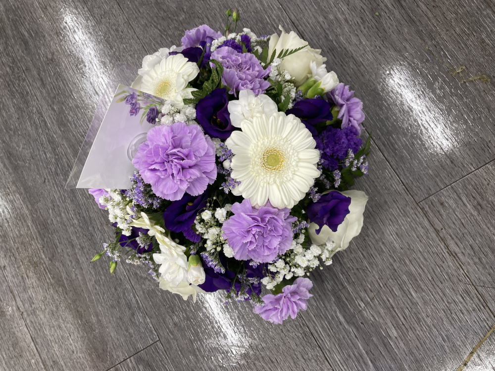Purple & White Funeral Posy Product Image